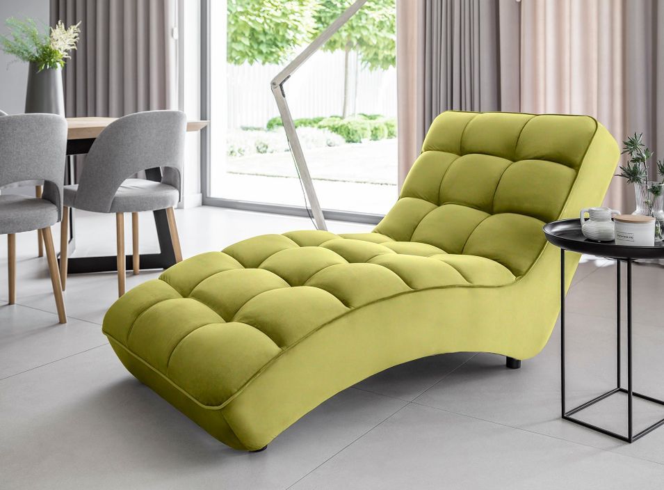 Chaise longue RIKAL en velours capitonné - Photo n°1