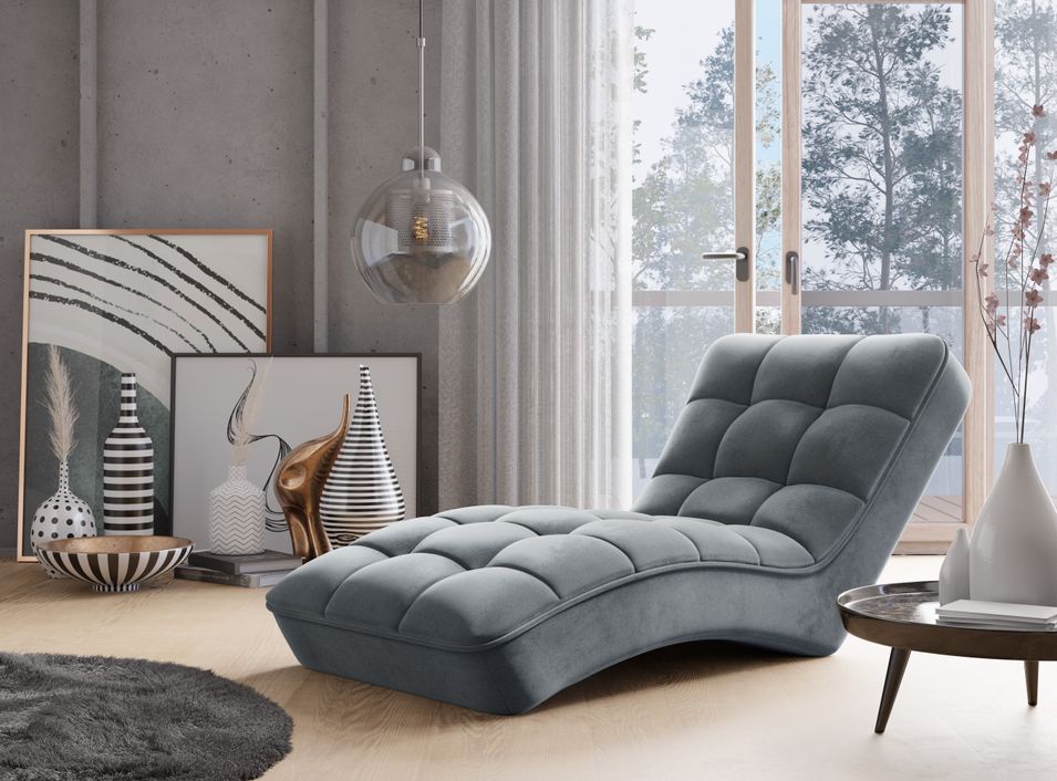 Chaise longue RIKAL en velours capitonné - Photo n°1