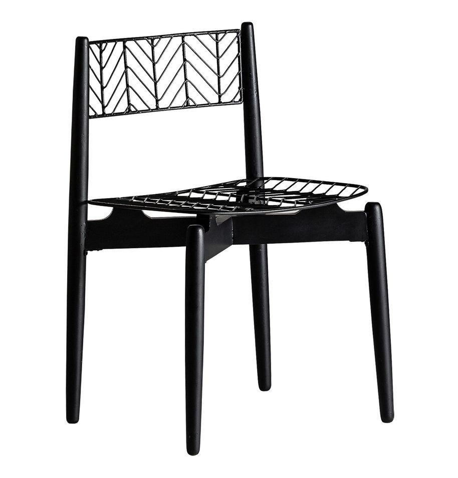 Chaise mahogany massif noir et assise métal Lial - Photo n°1