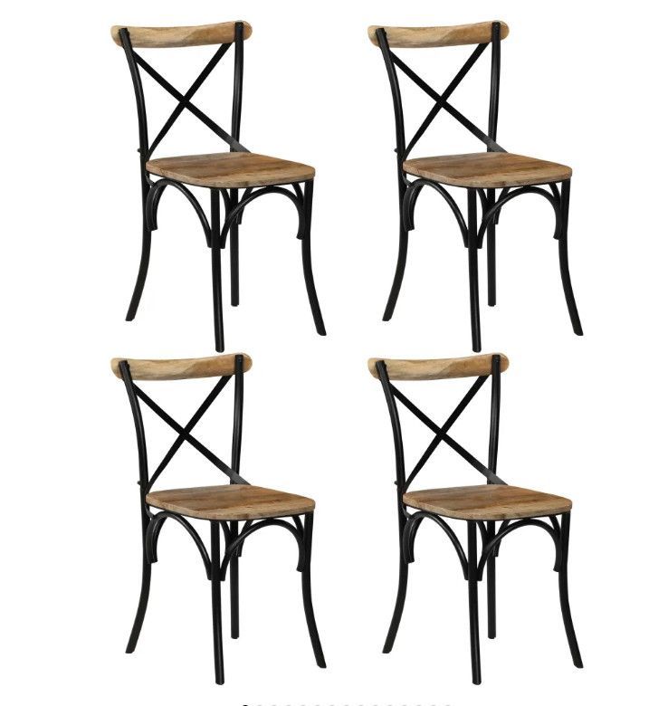 Chaise manguier massif et acier noir Tiphen - Lot de 4 - Photo n°1
