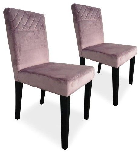 Chaise matelassée velours rose Menti - Lot de 2 - Photo n°1