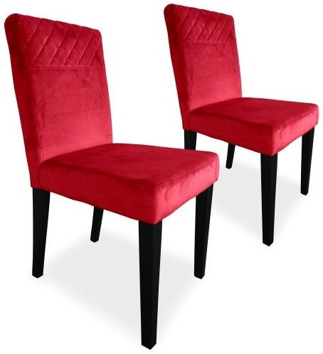 Chaise matelassée velours rouge Menti - Lot de 2 - Photo n°1