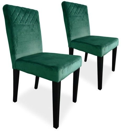 Chaise matelassée velours vert Menti - Lot de 2 - Photo n°1