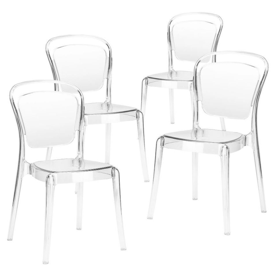 Chaise médaillon plexiglas transparent Millie - Lot de 4 - Photo n°1