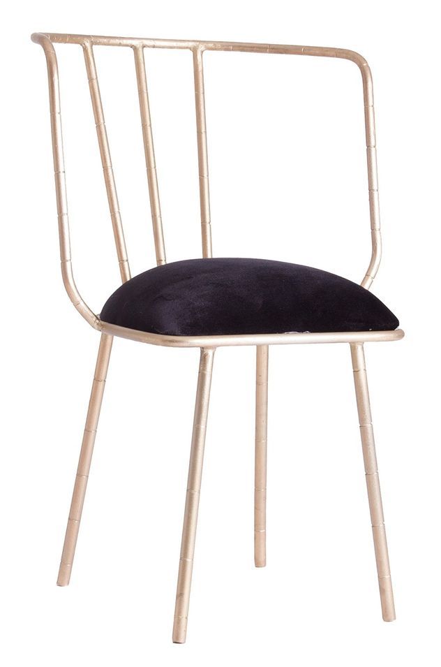 Chaise métal doré et assise velours noir Udwo - Photo n°1