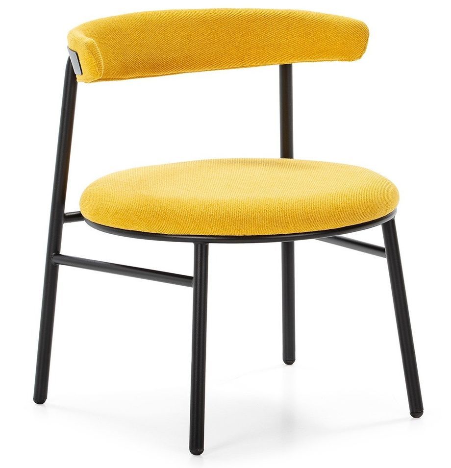 Chaise moderne en velours jaune et métal noir TOKY - Photo n°1
