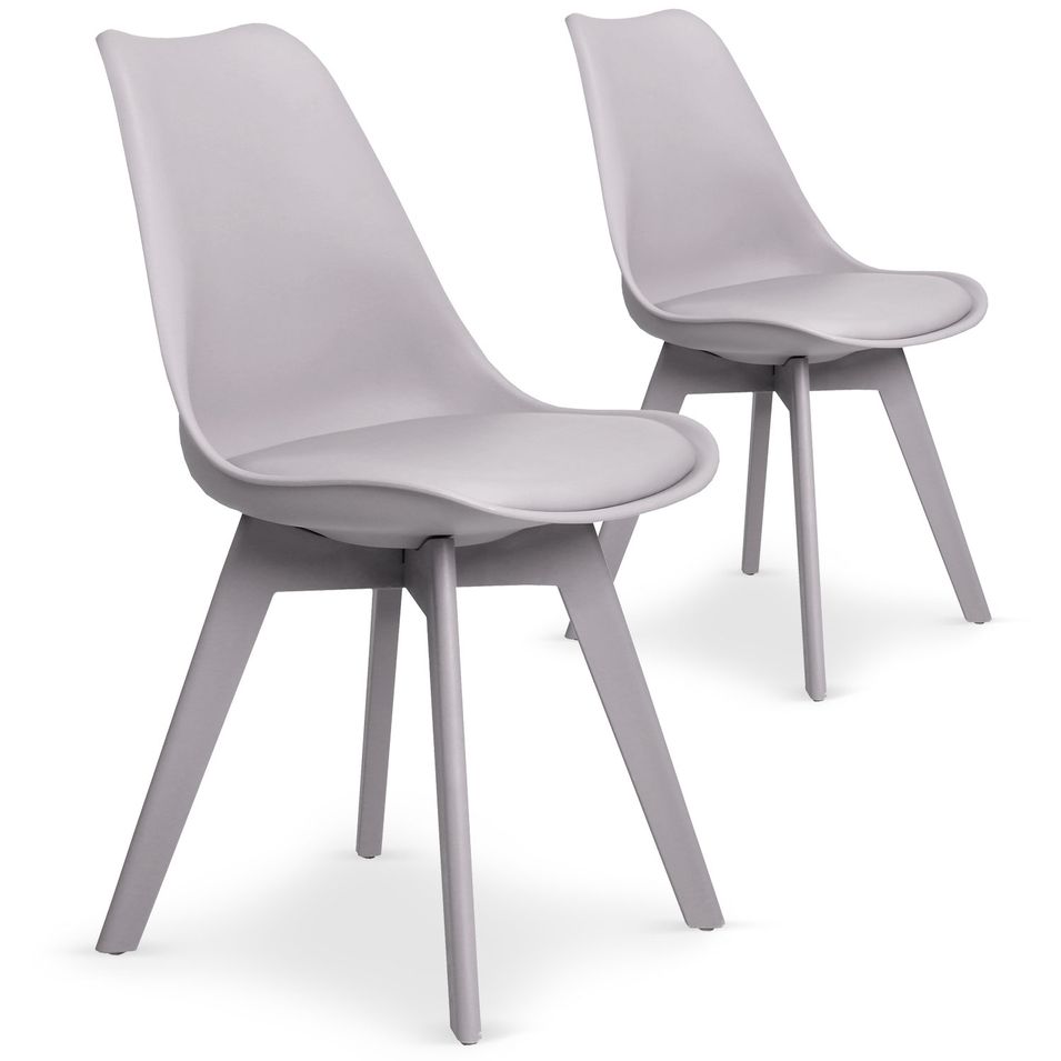 Chaise moderne grise Plaza - Lot de 2 - Photo n°1