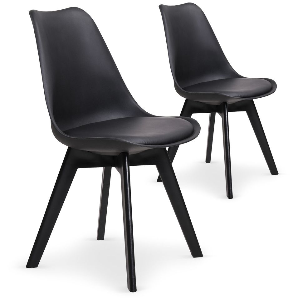 Chaise moderne Noir Plaza - Lot de 2 - Photo n°1
