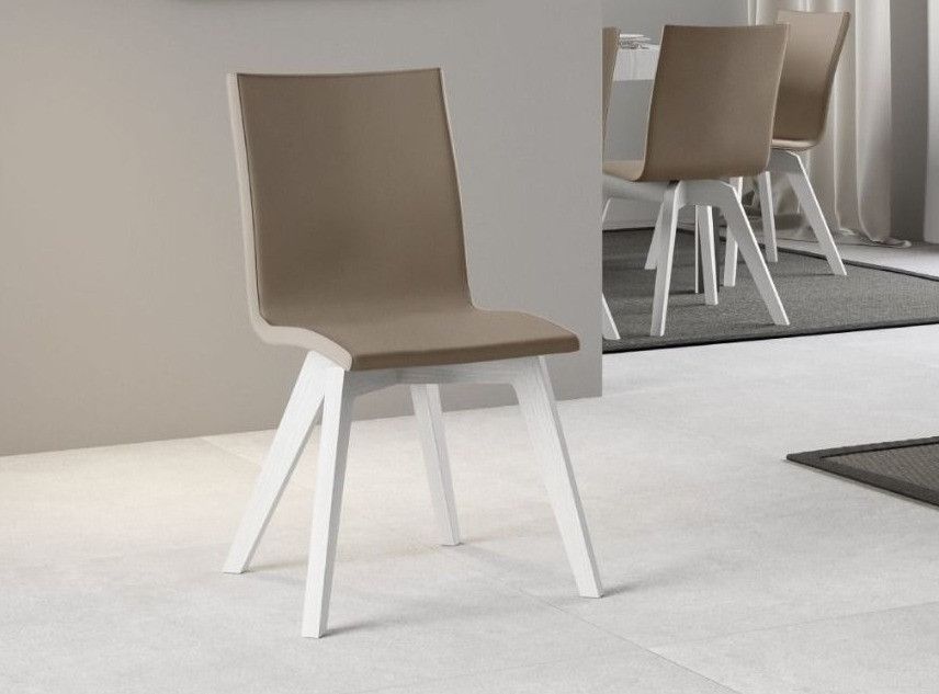 Chaise moderne simili cuir et pieds en bois blanc Trudy - Photo n°1