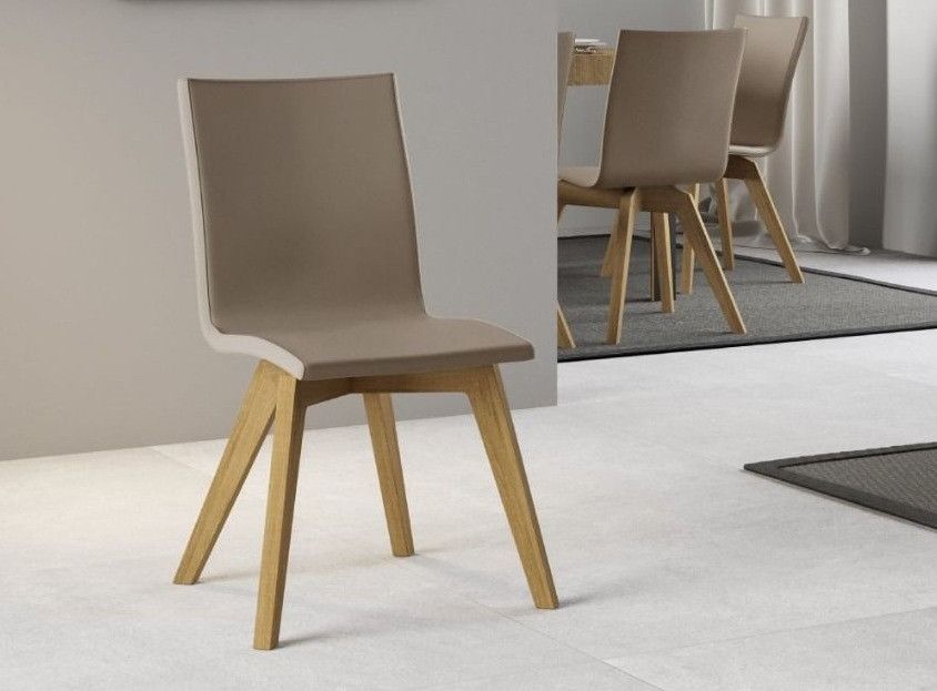 Chaise moderne simili cuir et pieds en bois naturel Trudy - Photo n°1