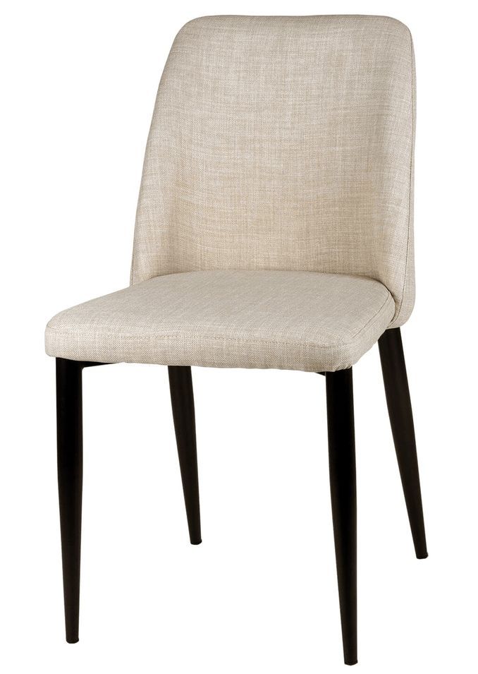 Chaise moderne tissu beige clair rembourré et pieds métal noir Maliza - Photo n°1