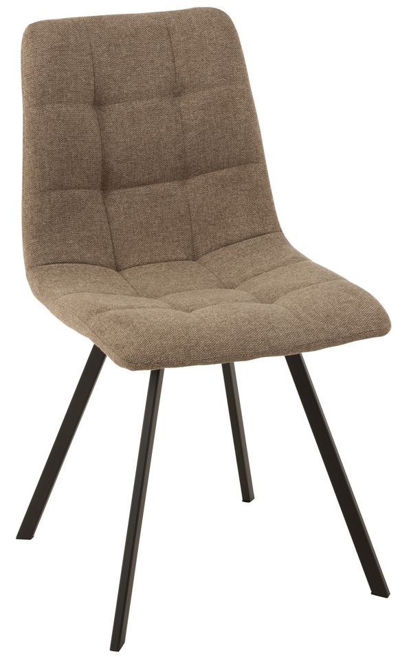 Chaise moderne tissu beige et pieds métal noir Bastien - Photo n°1