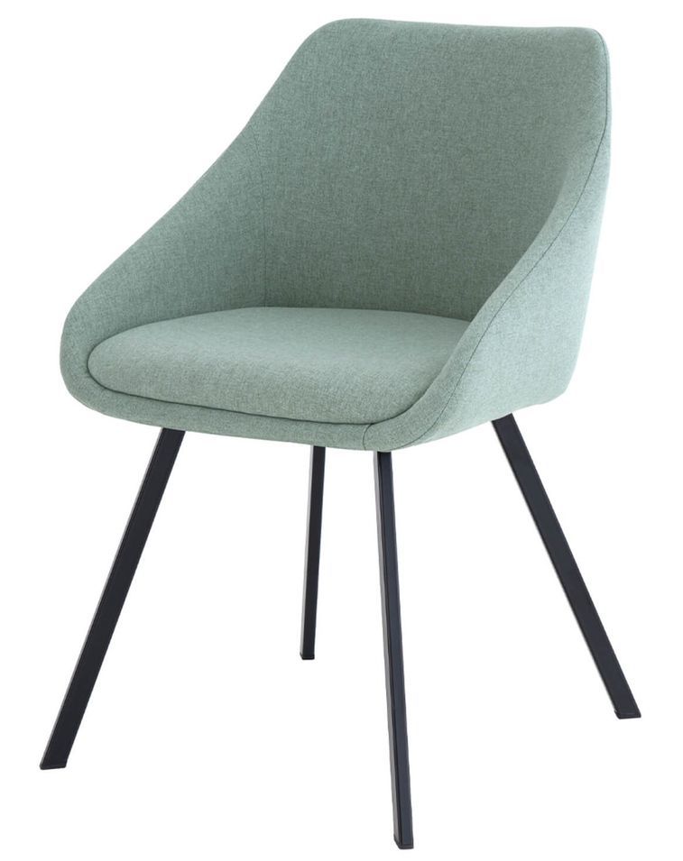 Chaise moderne tissu vert menthe et pieds métal noir Galie - Photo n°1