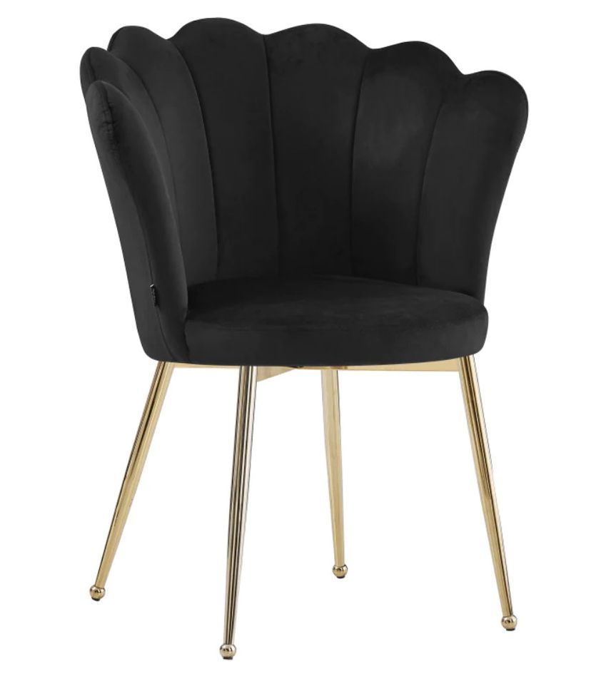 Chaise moderne velours et pieds métal doré Pétale - Lot de 2 - Photo n°1