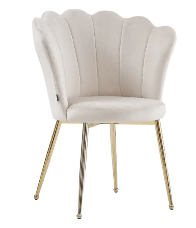 Chaise moderne velours et pieds métal doré Pétale - Lot de 2 - Photo n°1