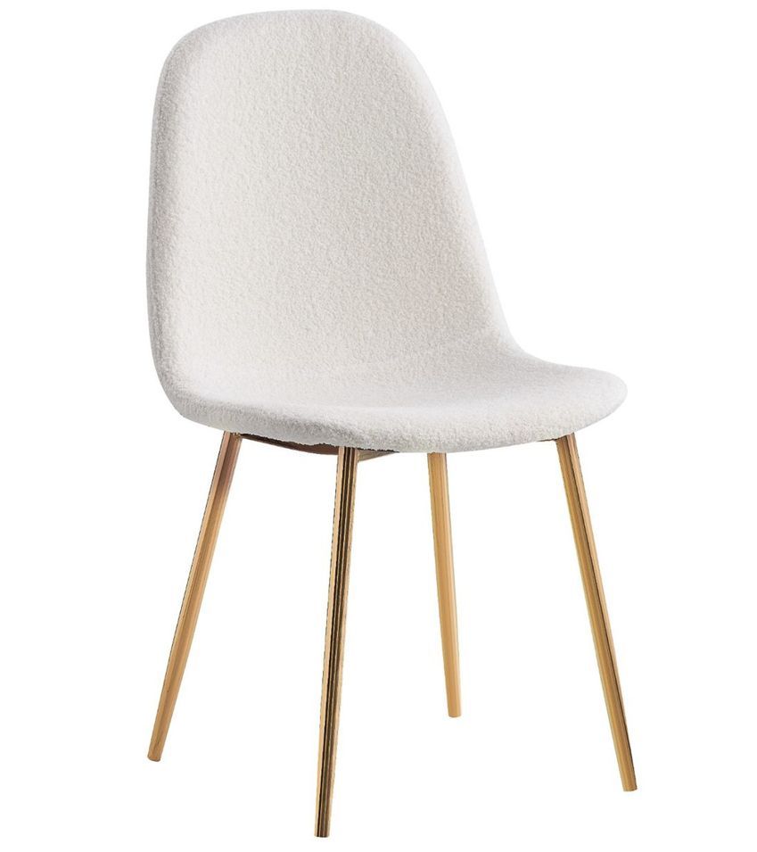 Chaise molettonée beige et pieds acier doré Dony - Lot de 6 - Photo n°1