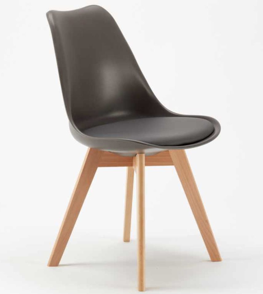 Chaise naturel et gris avec coussin simili cuir Anko - Lot de 2 - Photo n°1