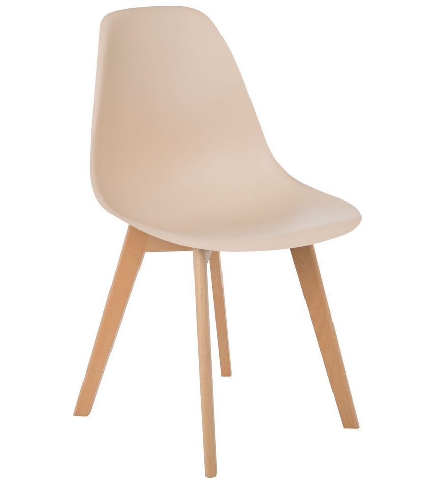 Chaise nordique beige foncé et pieds hêtre clair Nordo - Lot de 2 - Photo n°1