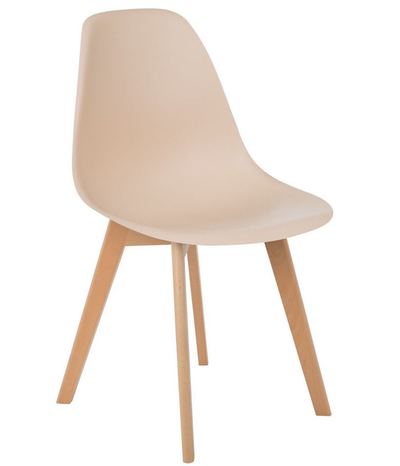 Chaise nordique beige foncé mate et pieds hêtre clair Tula - Lot de 2 - Photo n°1