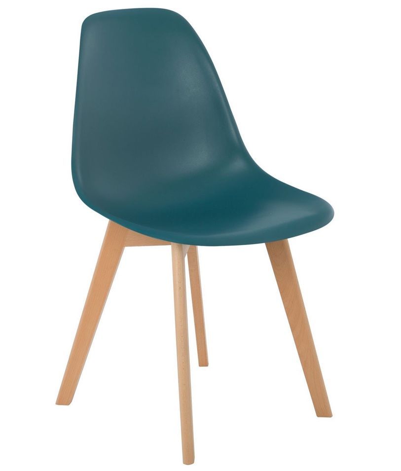 Chaise nordique bleu canard mate et pieds hêtre clair Tula - Lot de 2 - Photo n°1