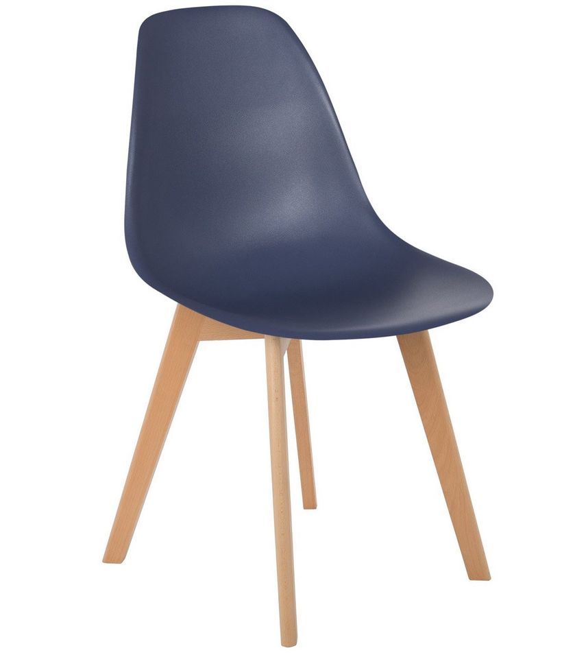 Chaise nordique bleu nuit mate et pieds hêtre clair Tula - Lot de 2 - Photo n°1