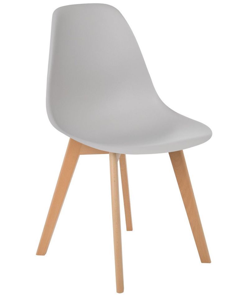 Chaise nordique gris clair mate et pieds hêtre clair Tula - Lot de 2 - Photo n°1