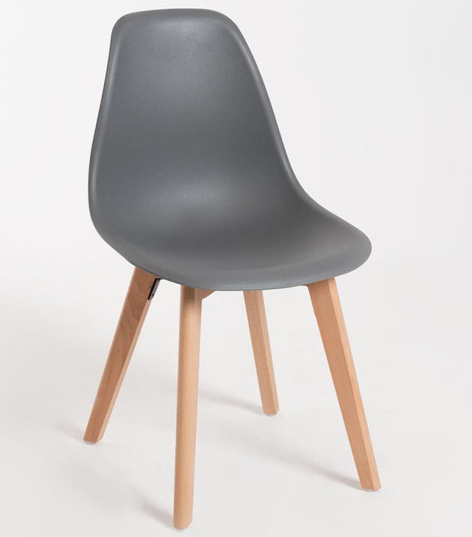 Chaise nordique gris foncé et pieds hêtre clair Nordo - Lot de 2 - Photo n°1