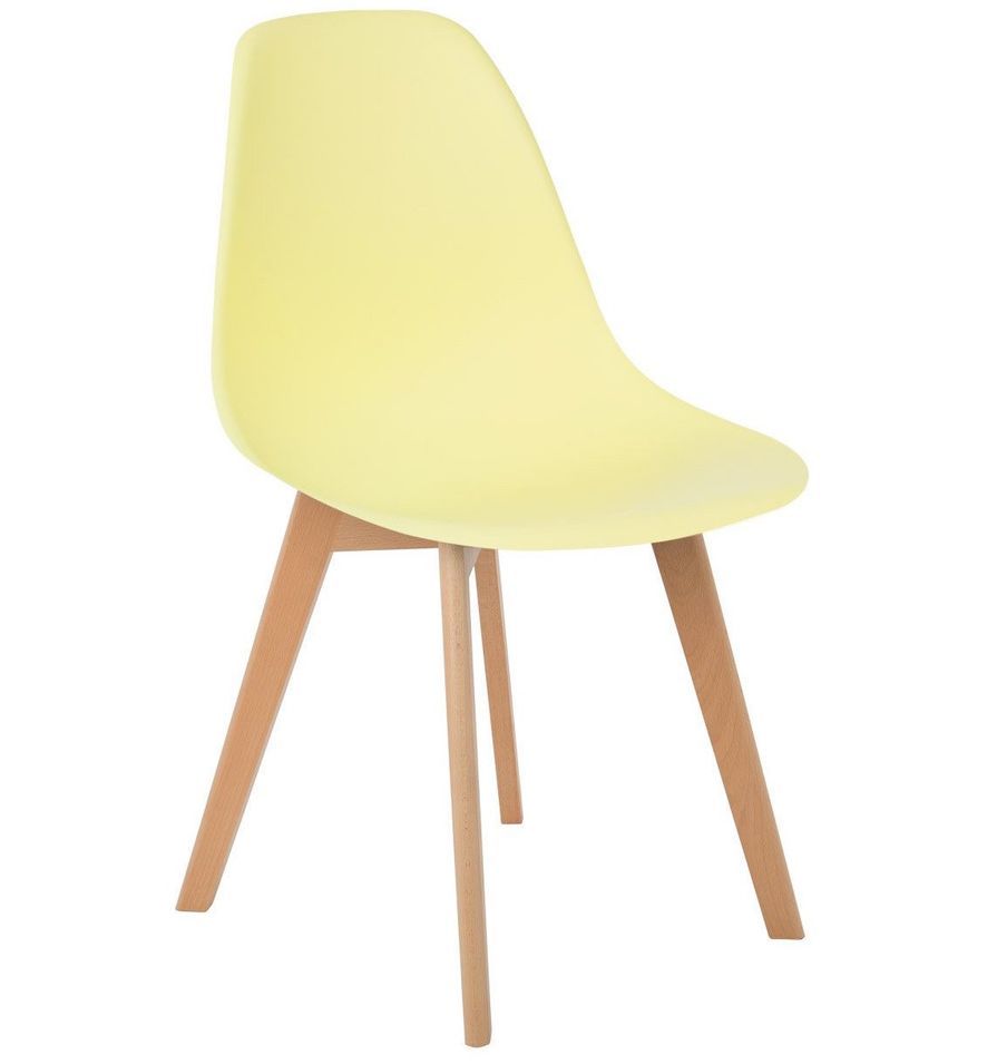 Chaise nordique jaune pastel et pieds hêtre clair Nordo - Lot de 2 - Photo n°1