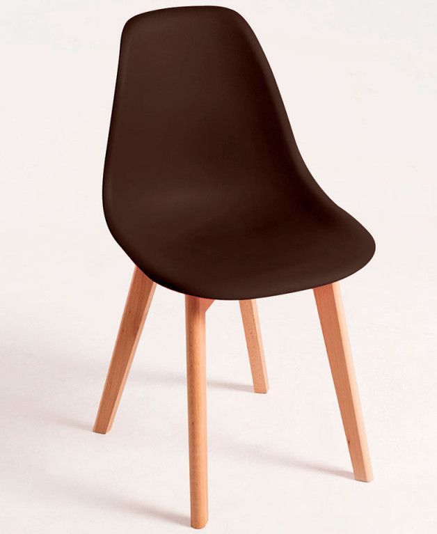 Chaise nordique marron et pieds hêtre clair Nordo - Lot de 2 - Photo n°1