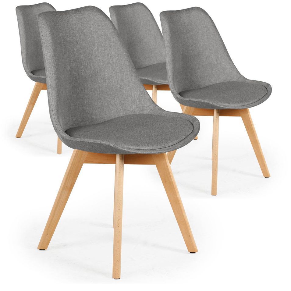 Chaise nordique Tissu Gris Kovi - Lot de 4 - Photo n°1