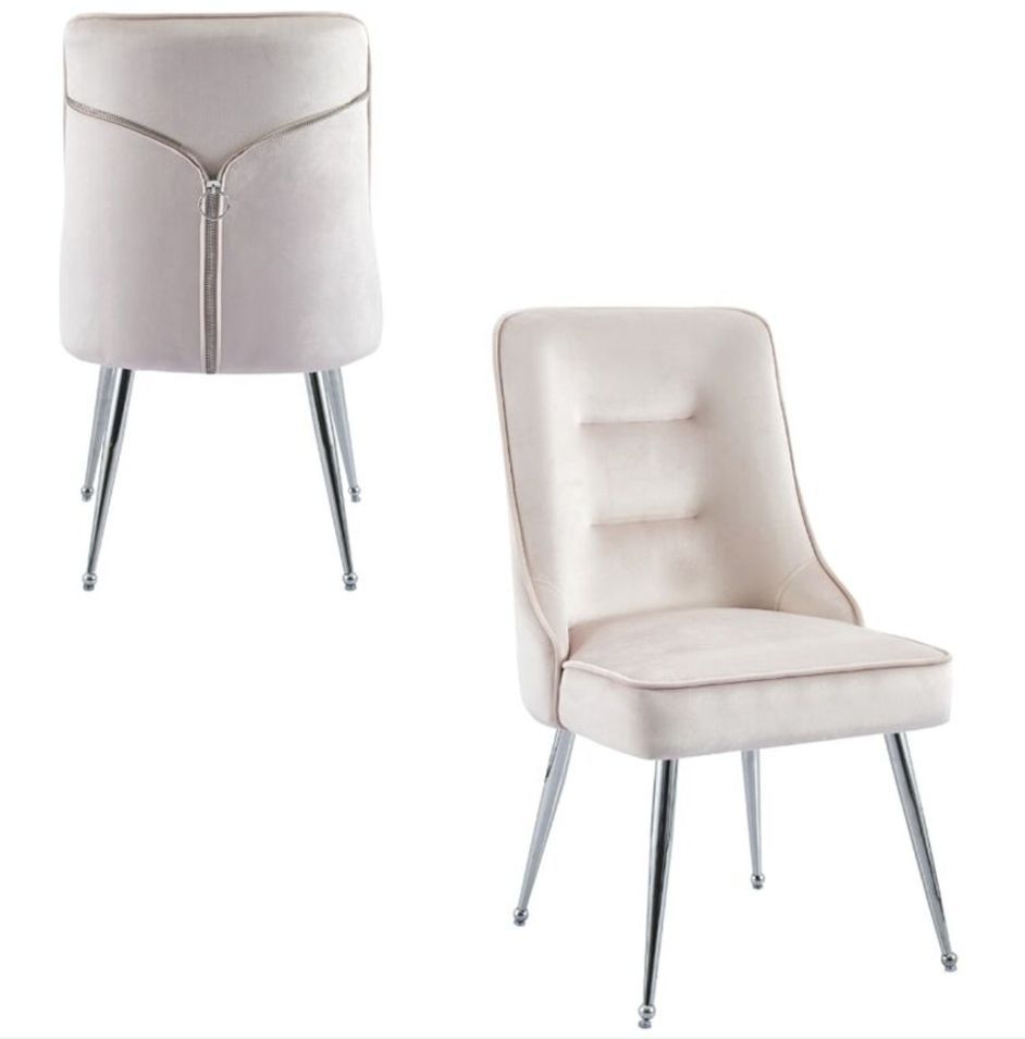 Chaise originale velours et pieds métal argenté Farma - Lot de 2 - Photo n°1