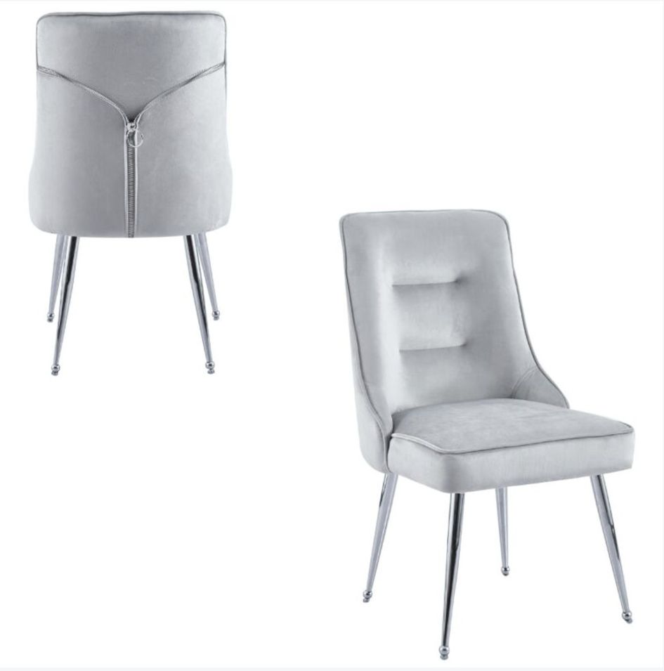 Chaise originale velours et pieds métal argenté Farma - Lot de 2 - Photo n°1