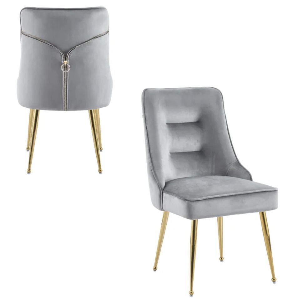 Chaise originale velours et pieds métal doré Farma - Lot de 2 - Photo n°1