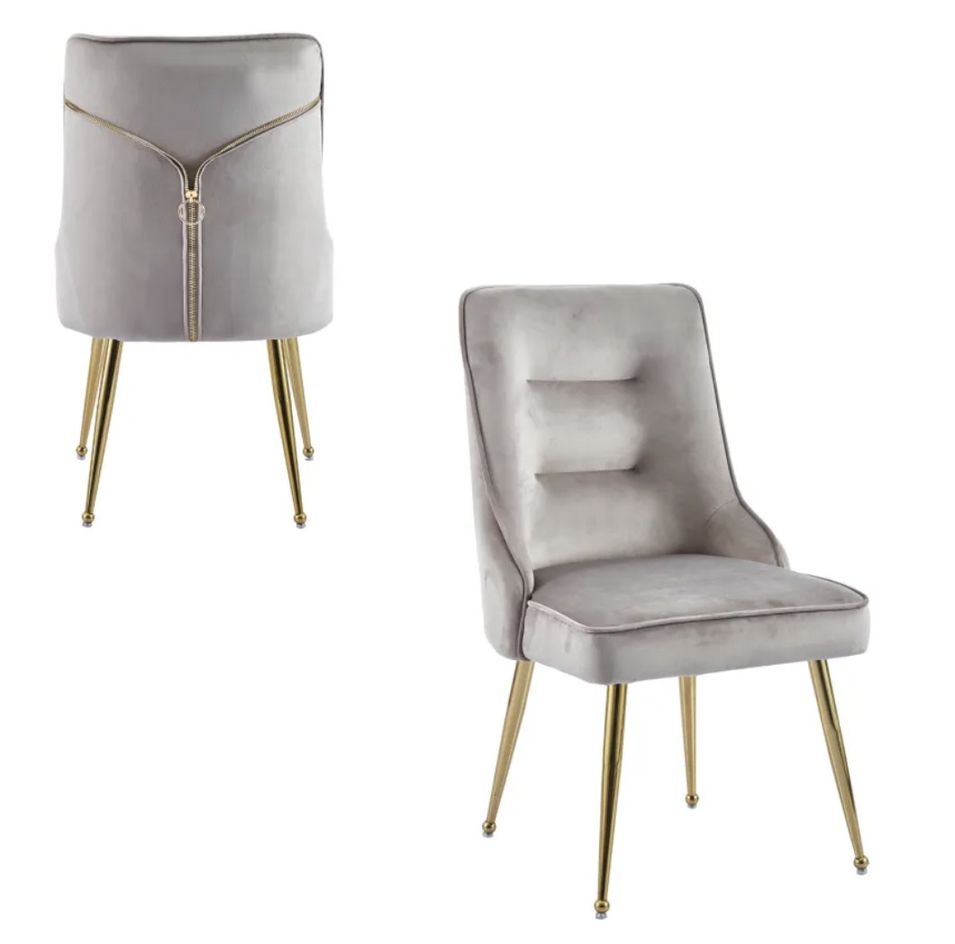 Chaise originale velours et pieds métal doré Farma - Lot de 2 - Photo n°1