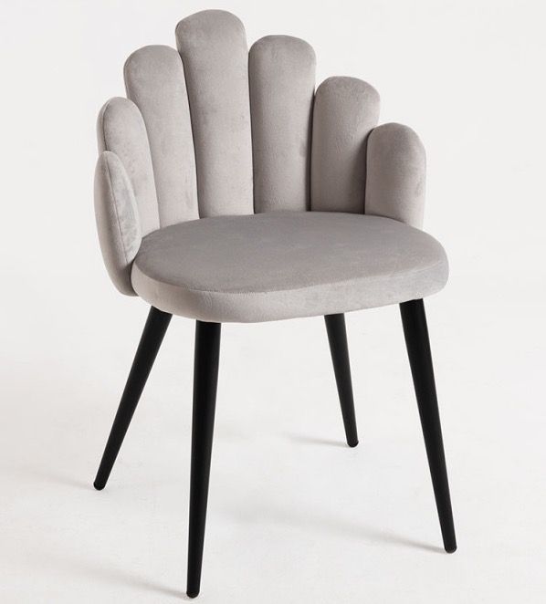 Chaise originale velours gris clair et pieds métal noir Achille - Lot de 2 - Photo n°1