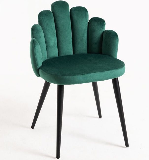 Chaise originale velours vert et pieds métal noir Achille - Lot de 2 - Photo n°1