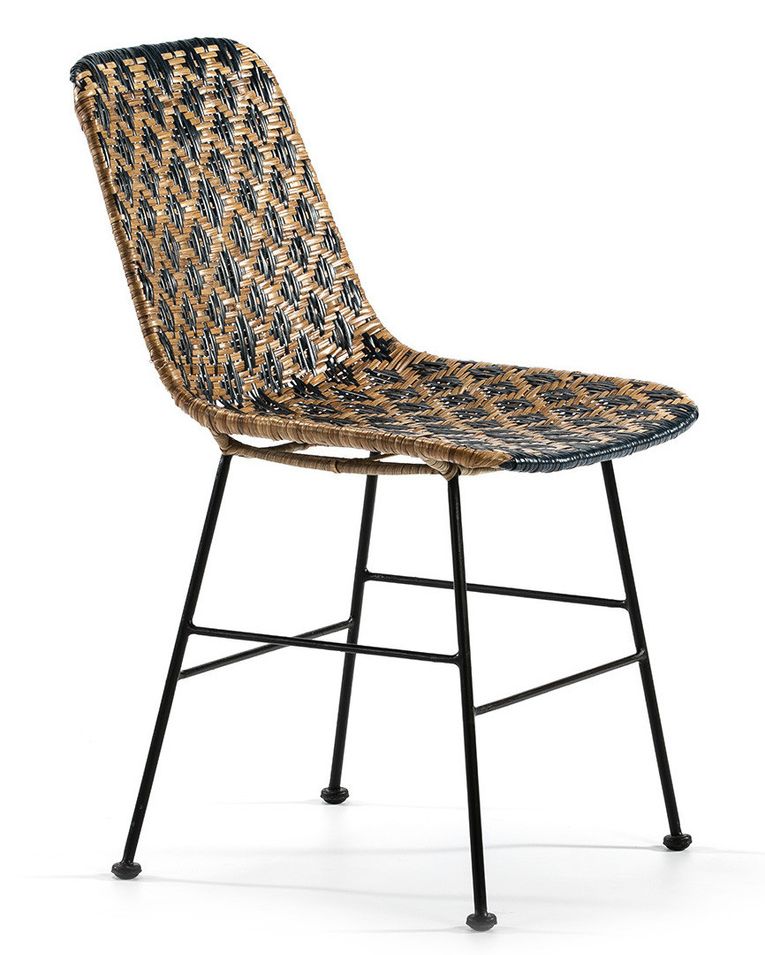 Chaise osier noir et clair et métal noir Gael - Photo n°1