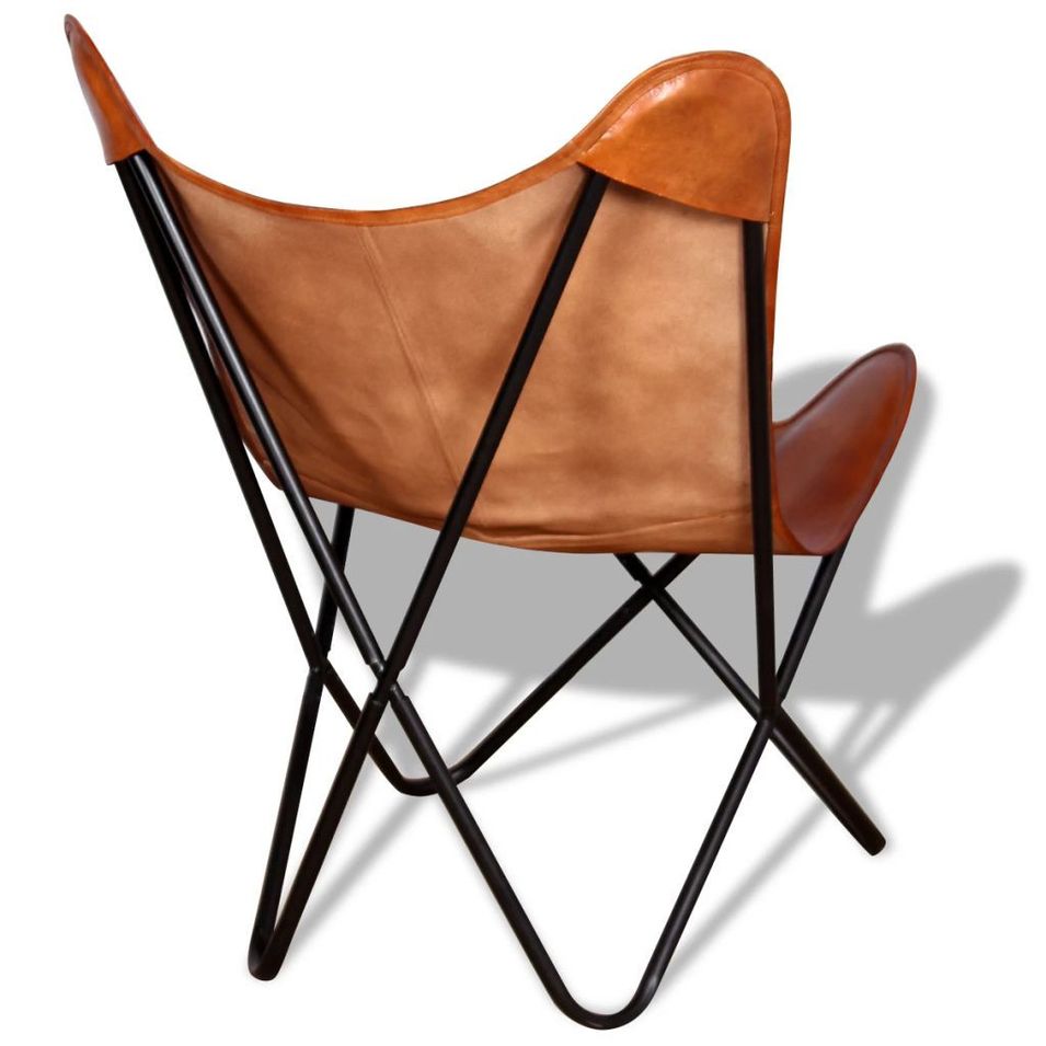 Chaise papillon Marron Cuir véritable - Photo n°3