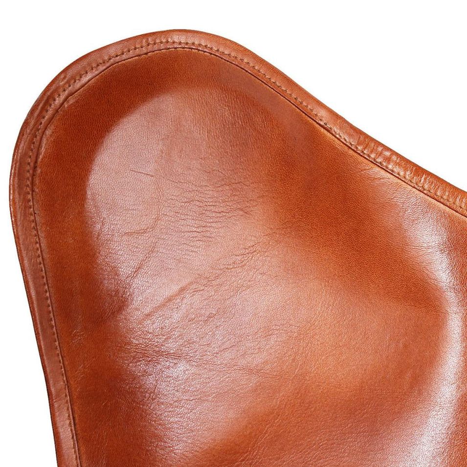 Chaise papillon Marron Cuir véritable - Photo n°4