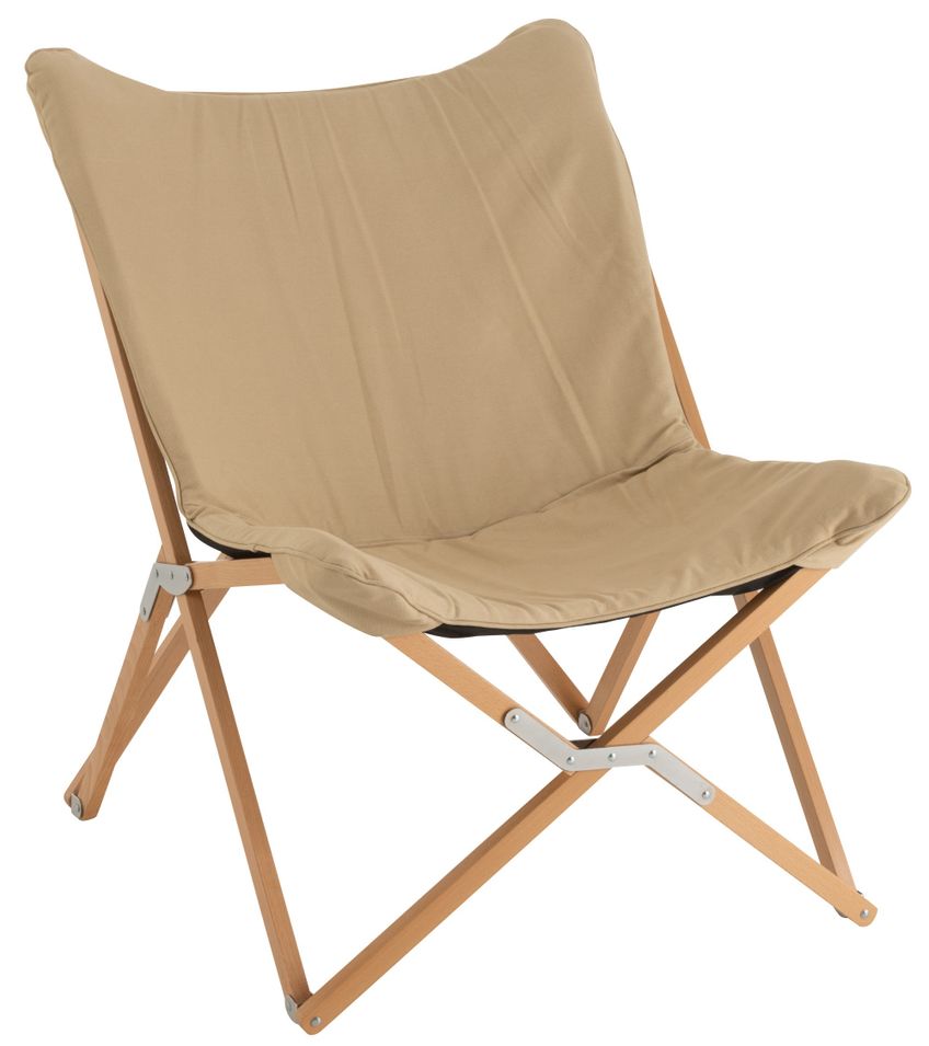 Chaise papillon pliable toile bois beige Nina - Photo n°1