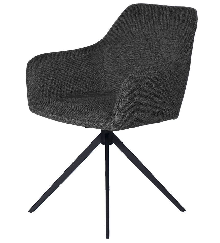 Chaise pivotante à 180º avec accoudoir tissu et pieds métal noir Valera - Photo n°1