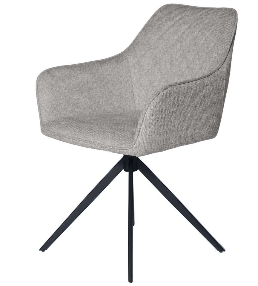 Chaise pivotante à 180º avec accoudoir tissu et pieds métal noir Valera - Photo n°1
