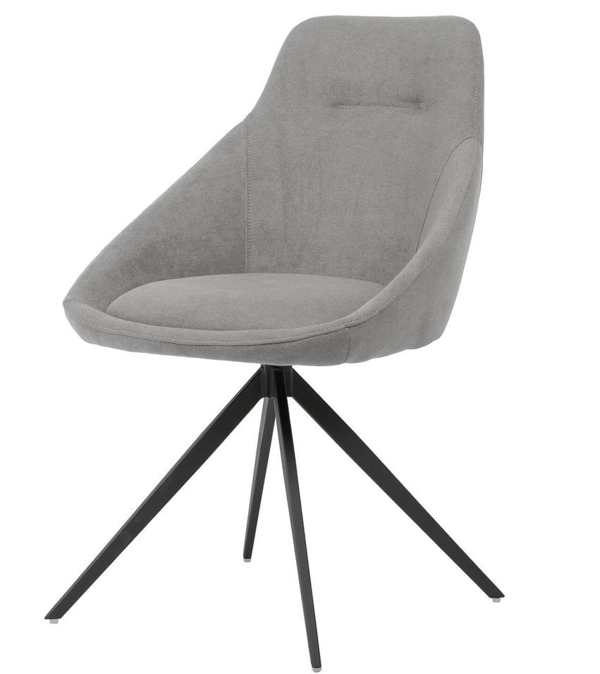 Chaise pivotante à 180º avec accoudoirs tissu gris clair et pieds métal noir Kalo - Photo n°1