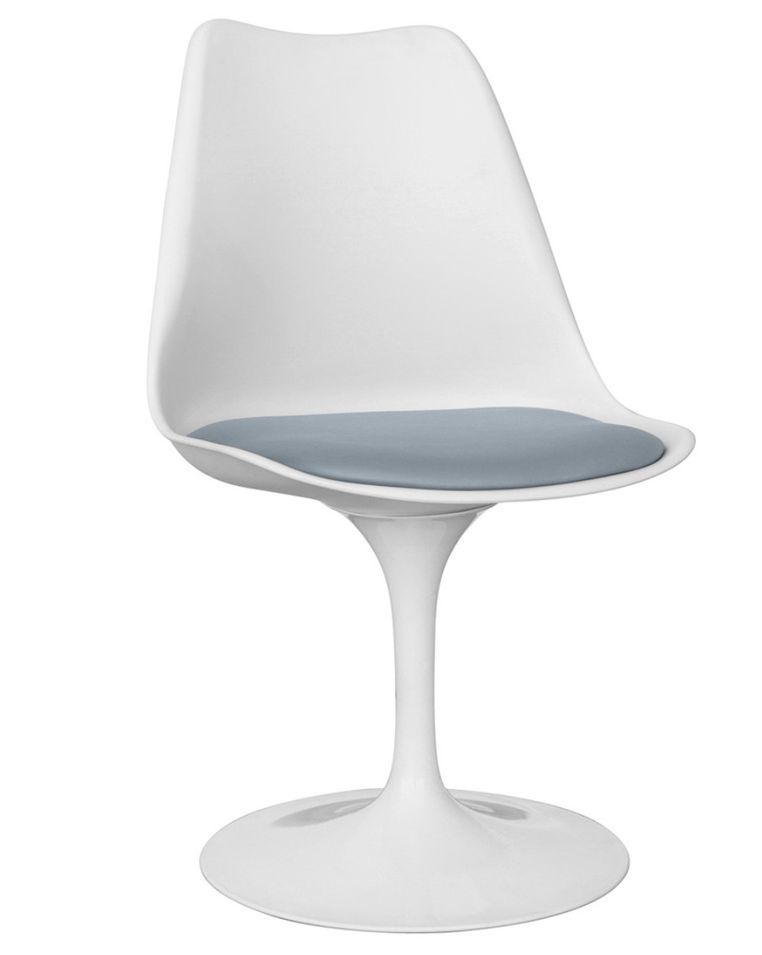 Chaise pivotante Tulipa - Blanche avec coussin en simili cuir - Photo n°1