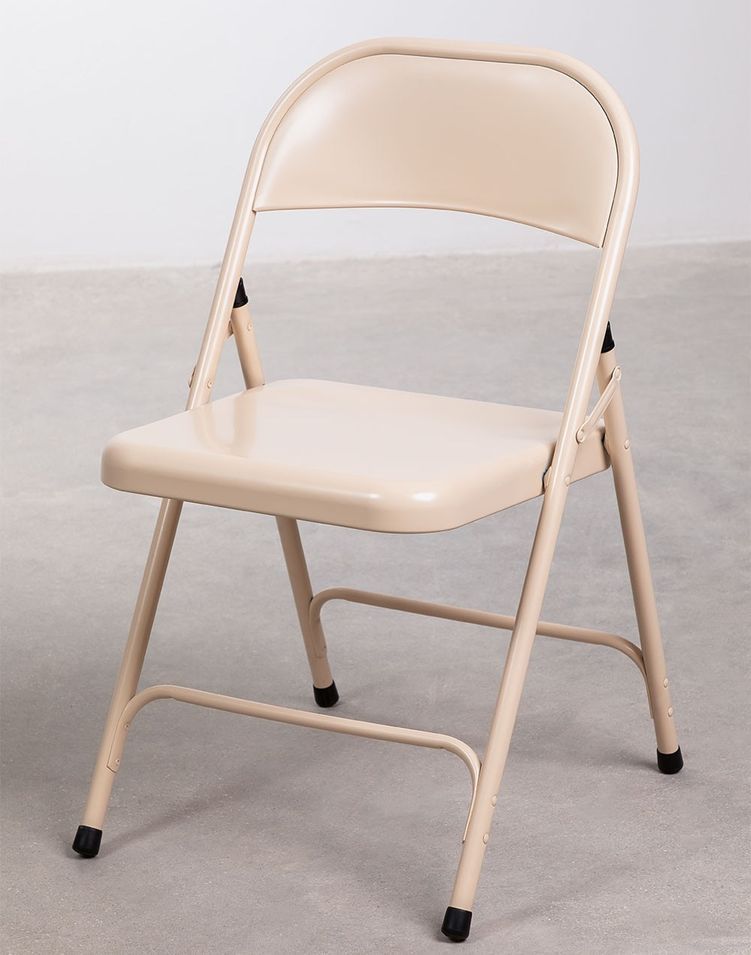 Chaise pliante beige brillant Klea - Lot de 2 - Photo n°1