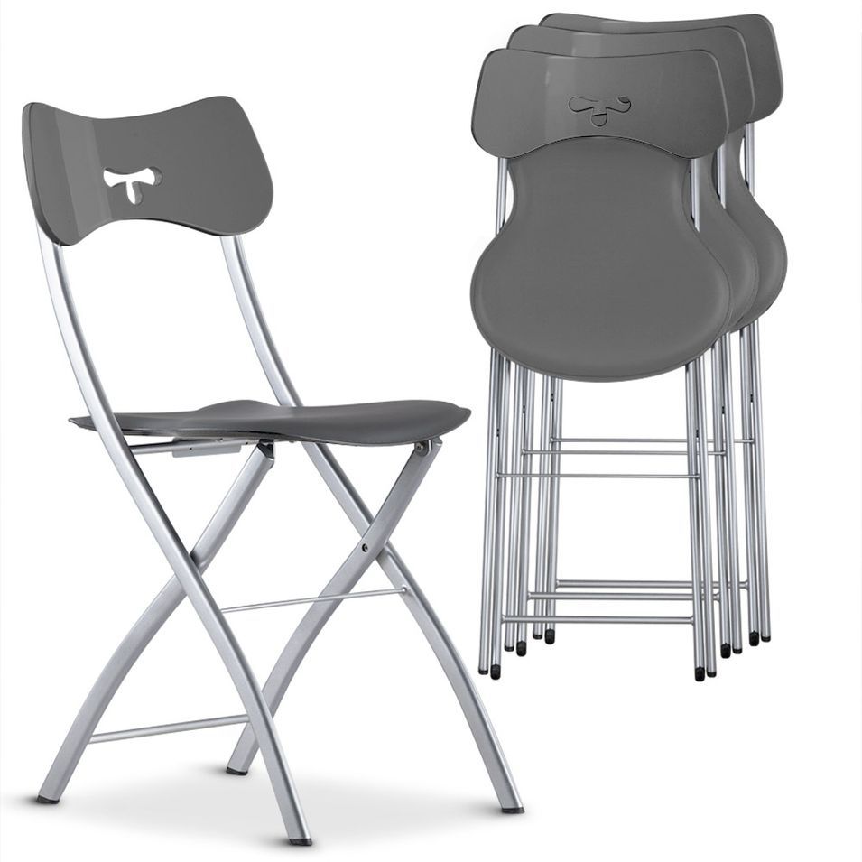 Chaise pliante Grise Tedy - Photo n°1