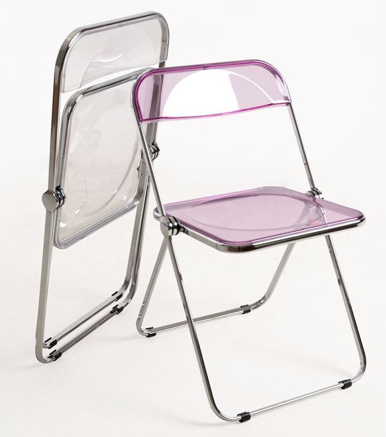Lot de 4 chaises pliantes métal chromé et polycarbonat transparent KIVA - Photo n°1