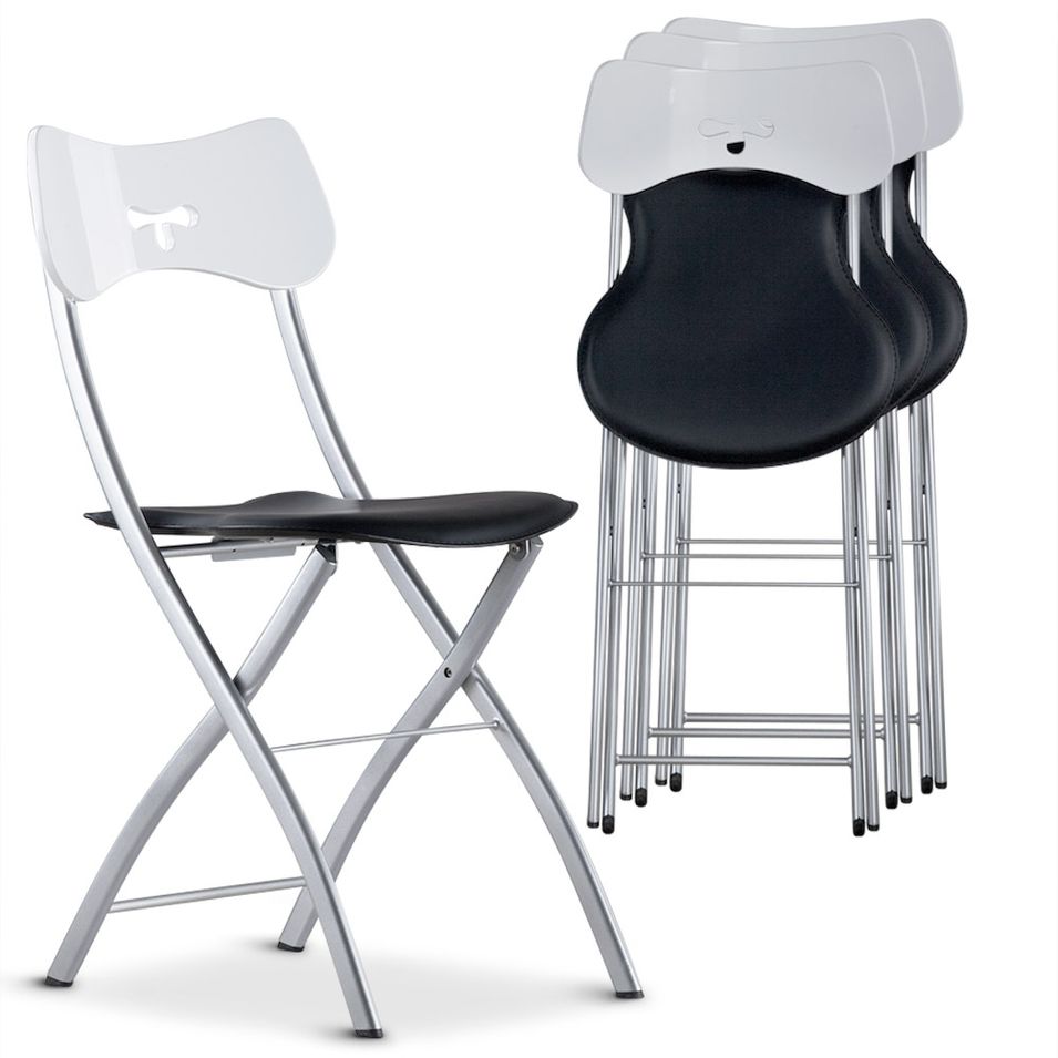 Chaise pliante Noir et Blanc Tedy - Photo n°1
