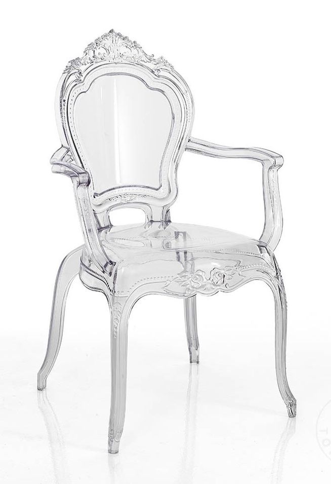 Chaise polycarbonate transparent avec accoudoirs Kenza - Lot de 2 - Photo n°1