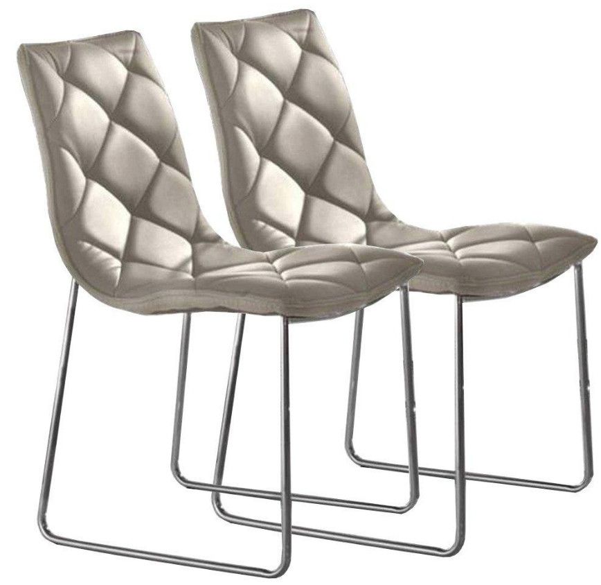 Chaise polyuréthane façon cuir capitonné Darkia- Lot de 2 - Photo n°1